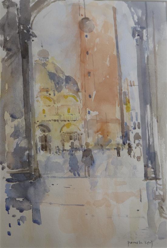 Pamela Kay, 2 watercolours, St Marks Square from the west end and Camel Rider, Jasilmere, signed 29 x 20cm and 22 x 29cm